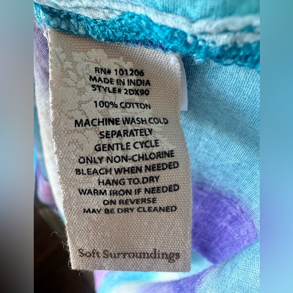 Soft Surroundings Blouse Tunic Top Painterly Plaid Shirt Multicolor Womens M - Picture 14 of 14